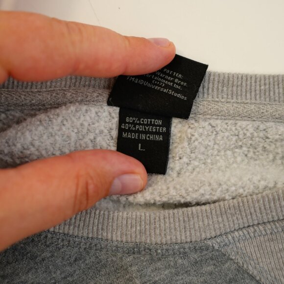 Harry Potter Slytherine Gray Round Neck Fleece Lined Large Sweater Cotton - Picture 11 of 11